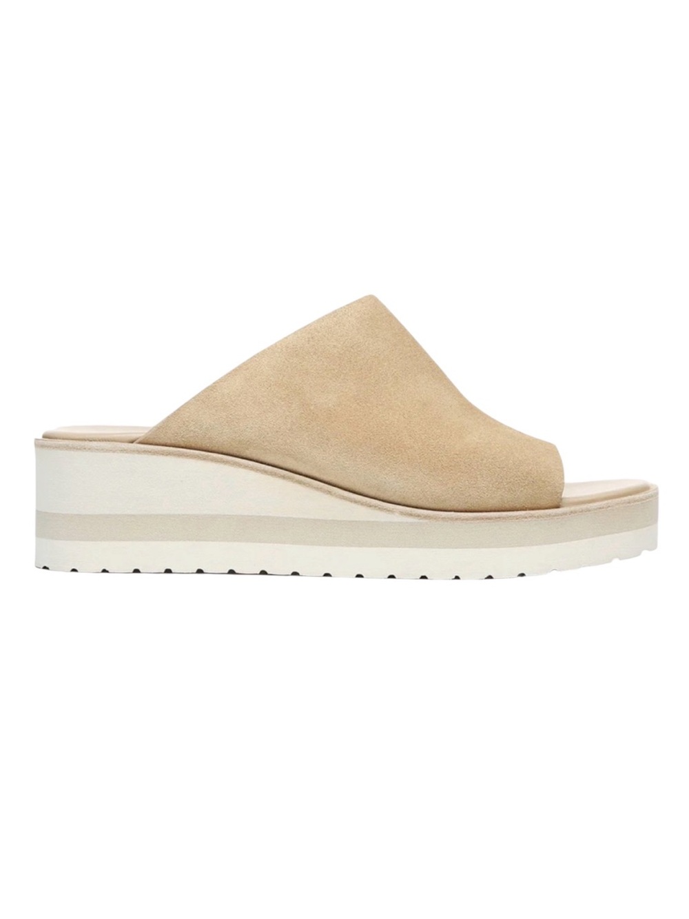 Vince Sarria tan suede platform wedge sandals quiet luxury minimalist